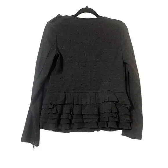 Deja Vu Jacket S Gray Military Ruffled Hem Edgy Chic - Picture 4 of 7